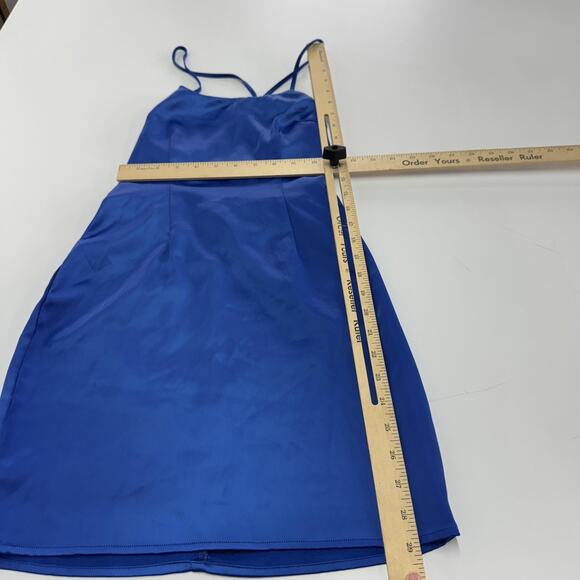 Superdown Dress Womens XXS Blue Yve Satin Strappy Mini Bodycon Party Cocktail - Picture 7 of 8